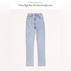 Abercrombie’s & Fitch ultra high rise 90’s straight slim jean.